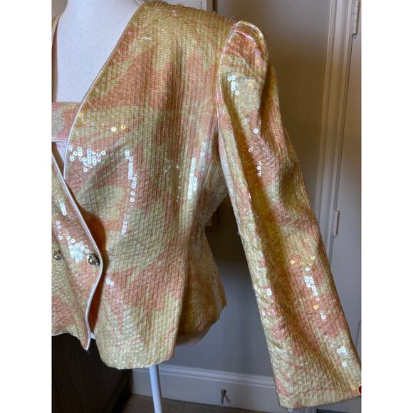 Lillie Rubin | Vintage Yellow/Pink Sequins Blazer & Cami (2 pcs) | 12 - Picture 10 of 17